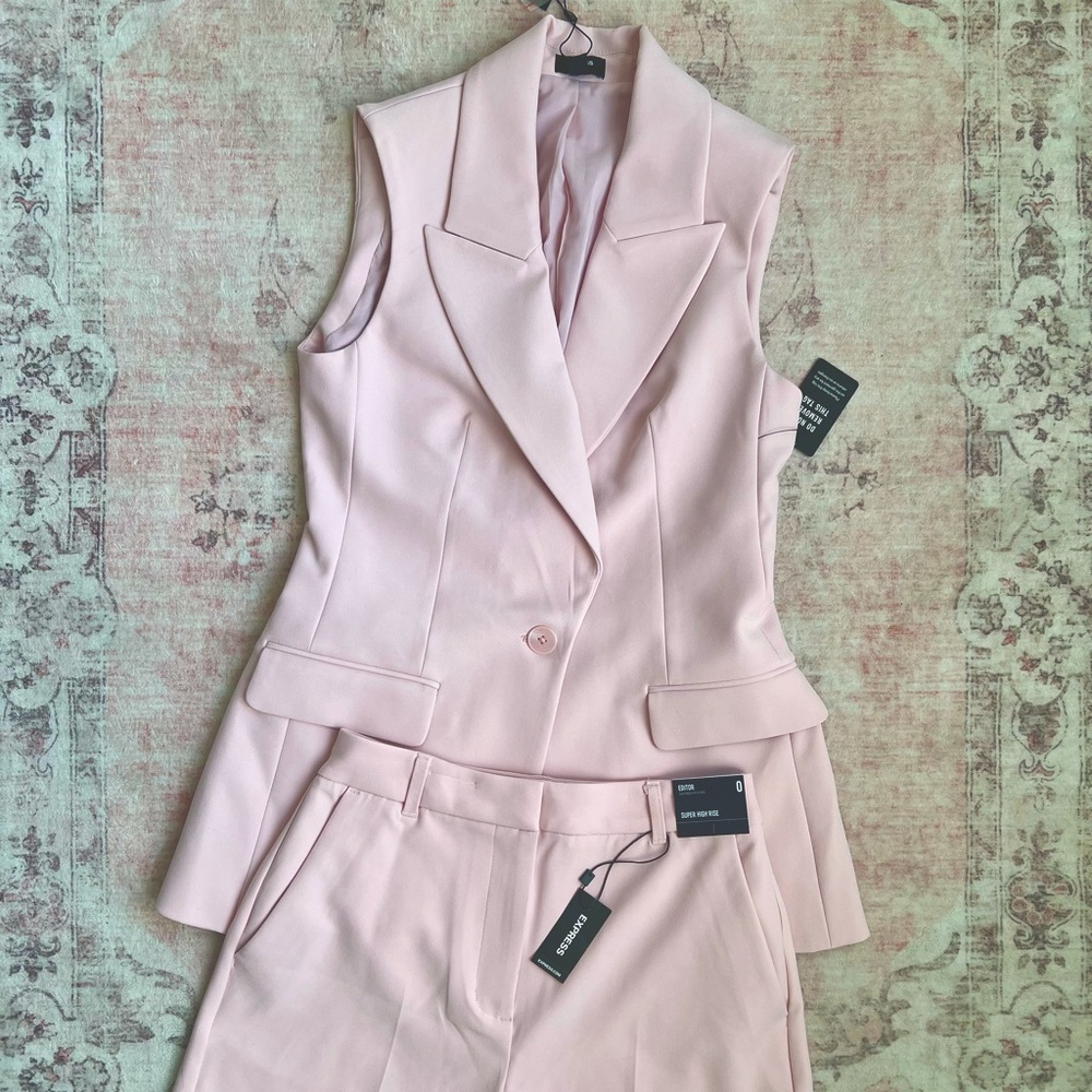 NWT Express Editor One Button Sleeveless Blazer Set XS